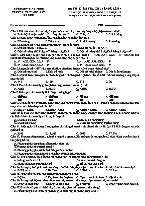 Đề thi kiểm tra Chuyên đề lần 4 môn Sinh họcLớp 12 - Đề gốc - Năm học 2019-2020 - Trường THPT Liễn Sơn